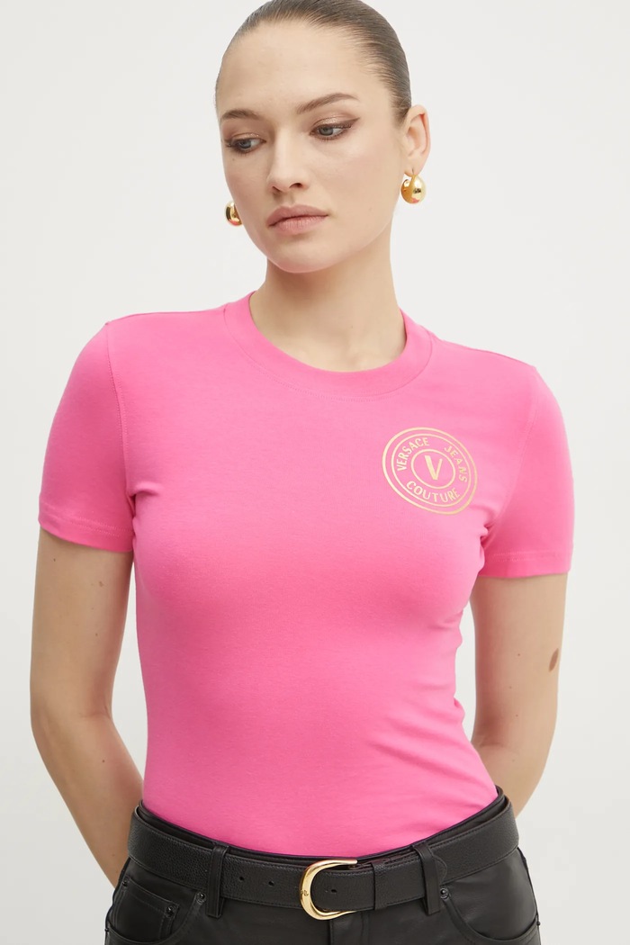 Tričko Versace Jeans Couture ružová 78HAHT00.CJ03T