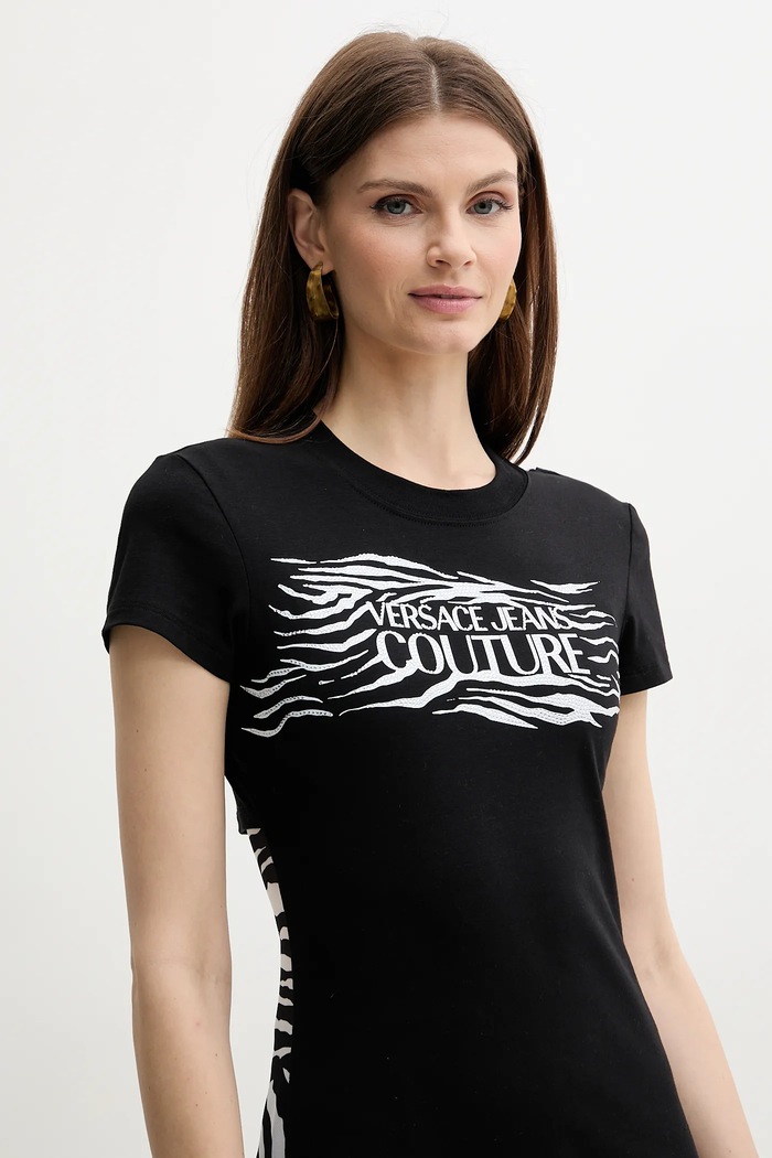 Versace Jeans Couture t-shirt aplikacja czarny 78HAH606.JS439