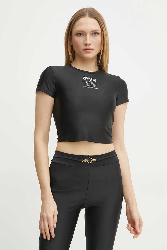 Versace Jeans Couture t-shirt z elastanem czarny 78HAH6A2.J0223