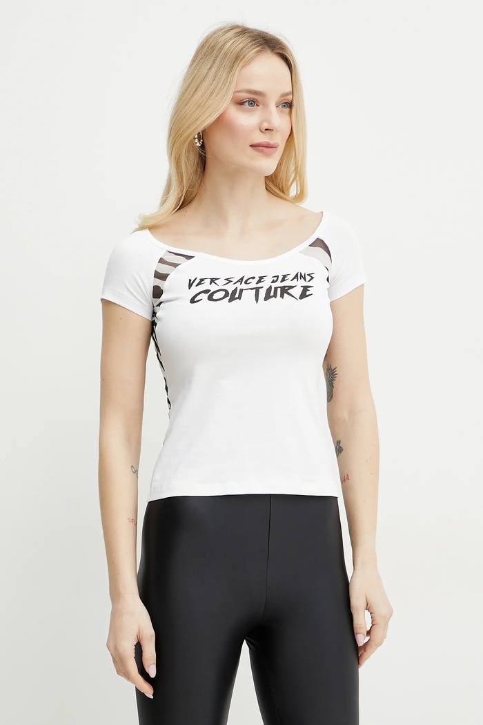 Versace Jeans Couture tricou print alb 78HAH6A8.J0020