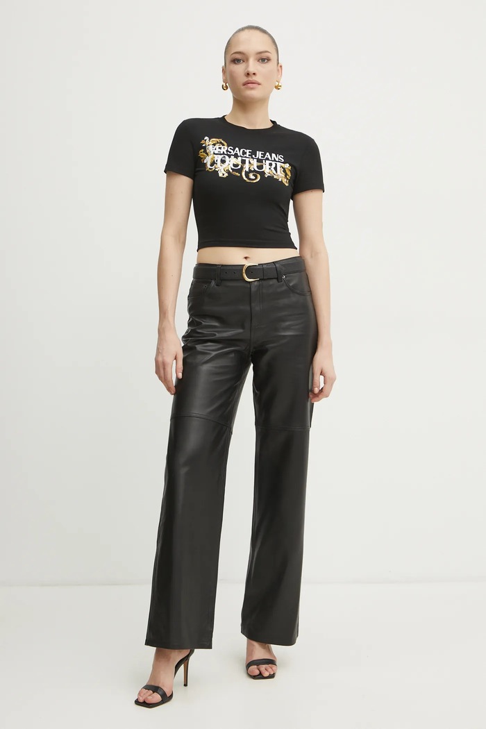 Tričko Versace Jeans Couture 78HAHC05.CJ02C čierna SS25
