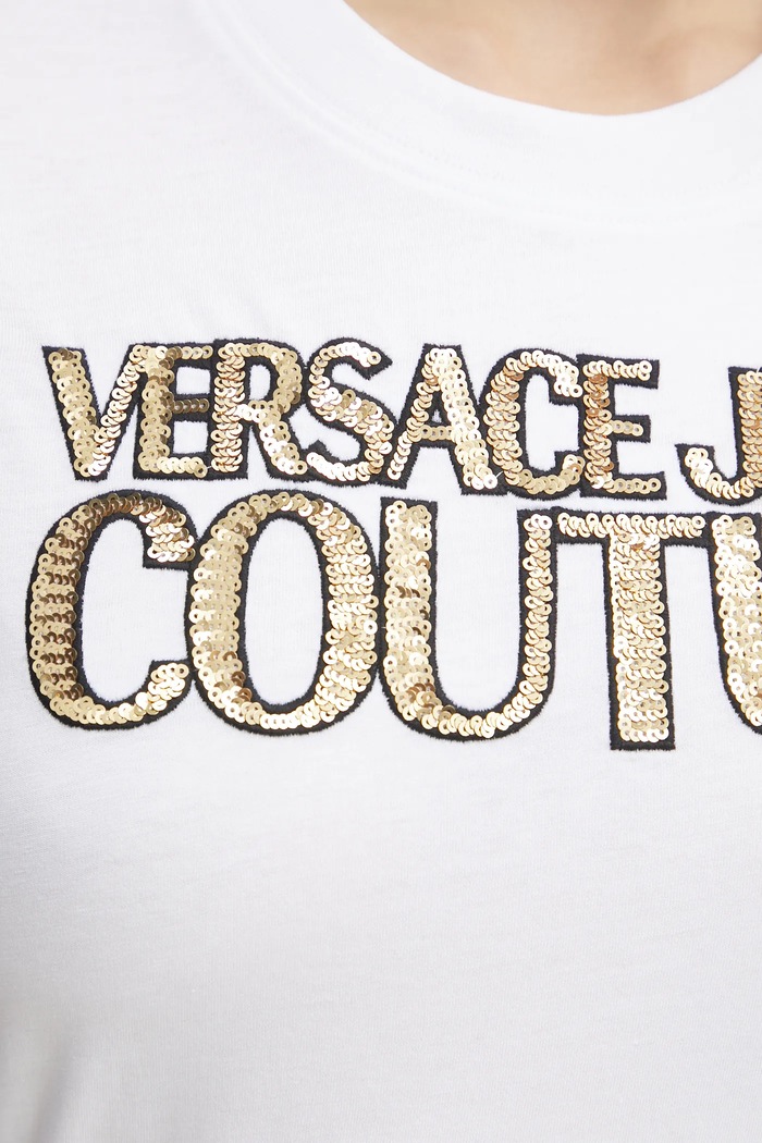 Versace Jeans Couture tricou din bumbac 78HAHE02.CJ00E alb