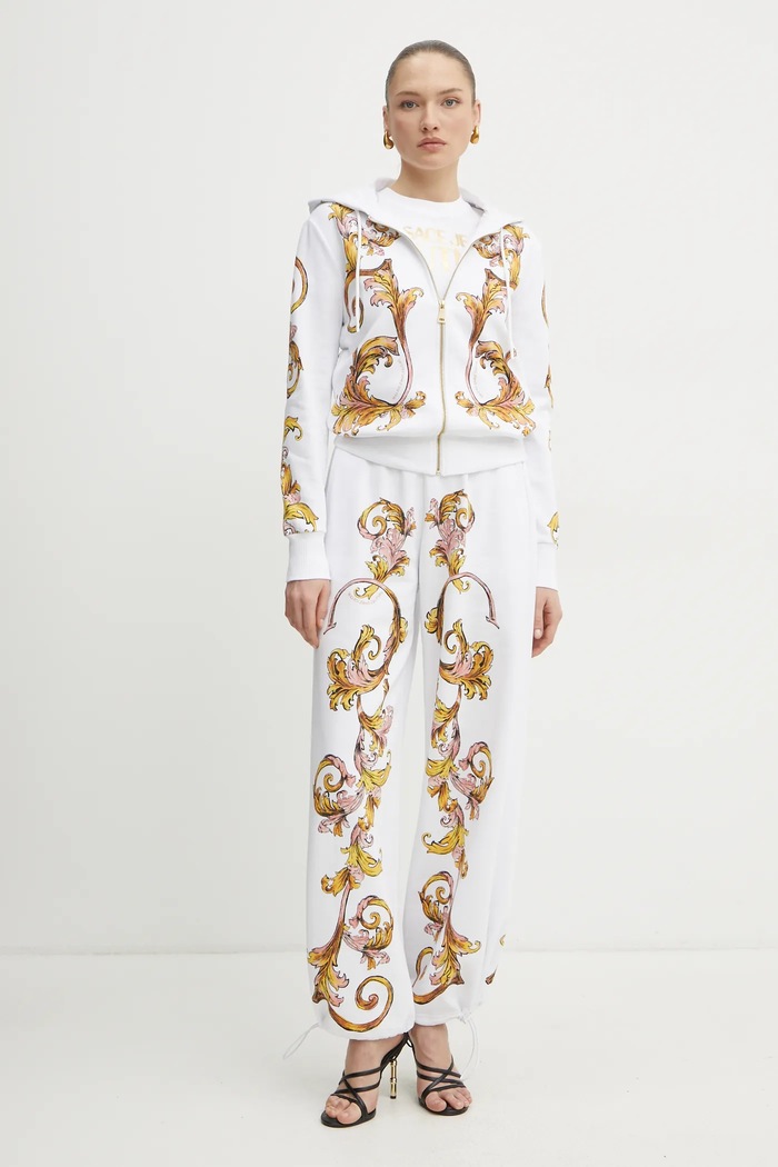 Versace Jeans Couture tricou din bumbac 78HAHT01.CJ00T alb SS25