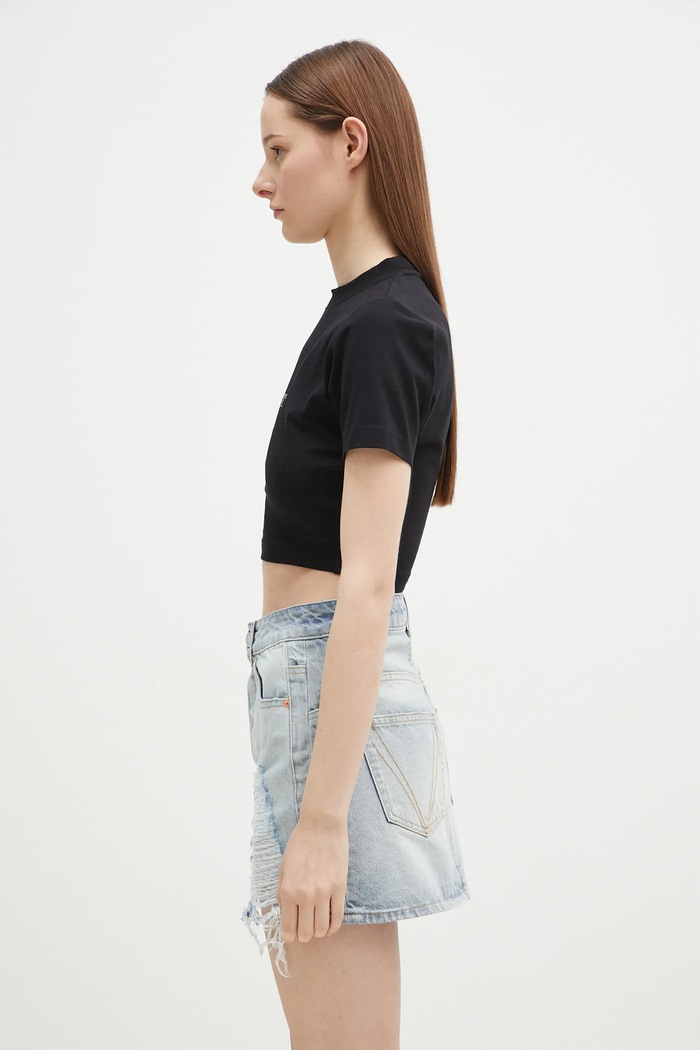 VETEMENTS t-shirt I'M Perfect You Adjust Cropped Fitted WA66TR740B black SS25