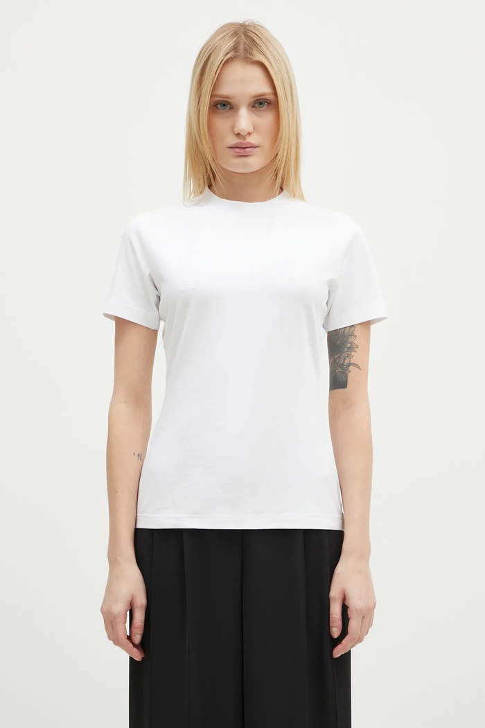VETEMENTS t-shirt Embroidered Logo Fitted Hourglass regolare bianco WA66TR630W
