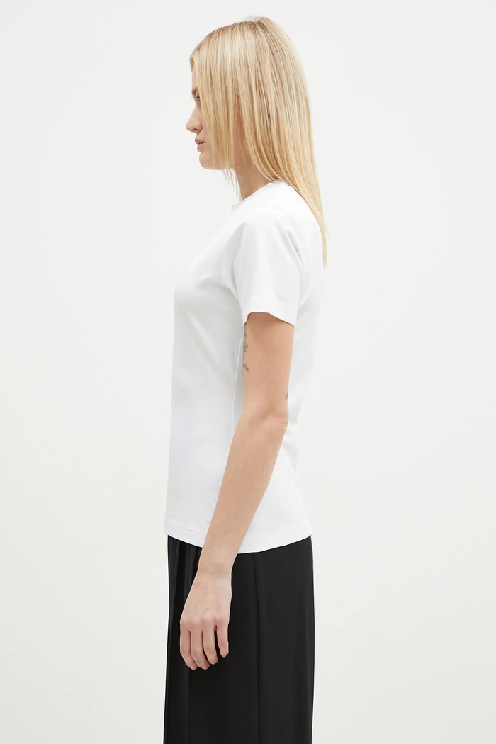 VETEMENTS t-shirt Embroidered Logo Fitted Hourglass WA66TR630W bianco SS25
