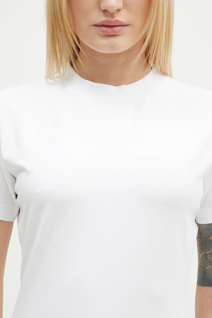VETEMENTS t-shirt Embroidered Logo Fitted Hourglass bianco WA66TR630W