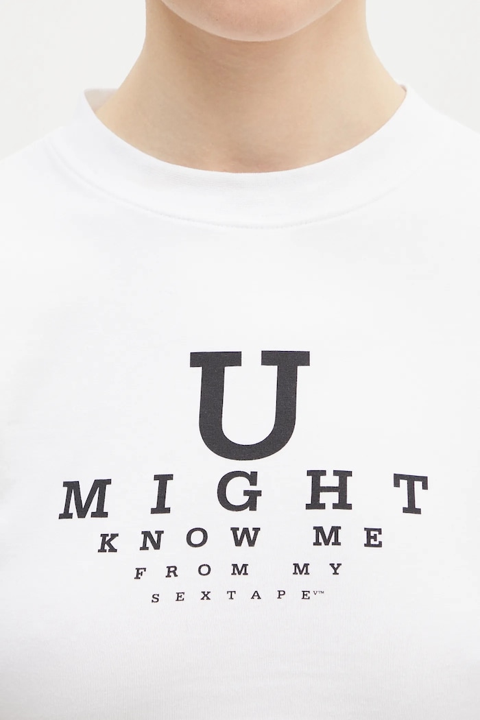 VETEMENTS t-shirt in cotone U Might Know Me Cropped Fitted bianco WA66TR750W