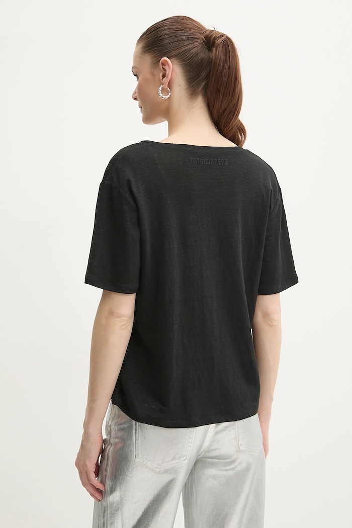 Дрехи Ленена тениска Patrizia Pepe 2M4459.J291 черен