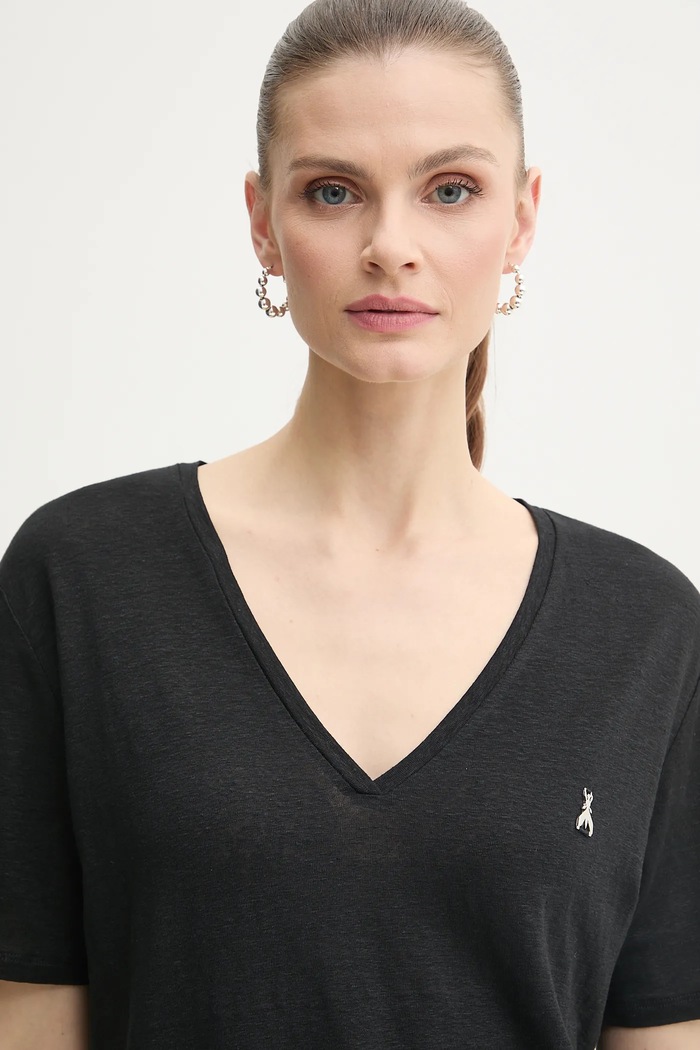 Ленена тениска Patrizia Pepe черен 2M4459.J291