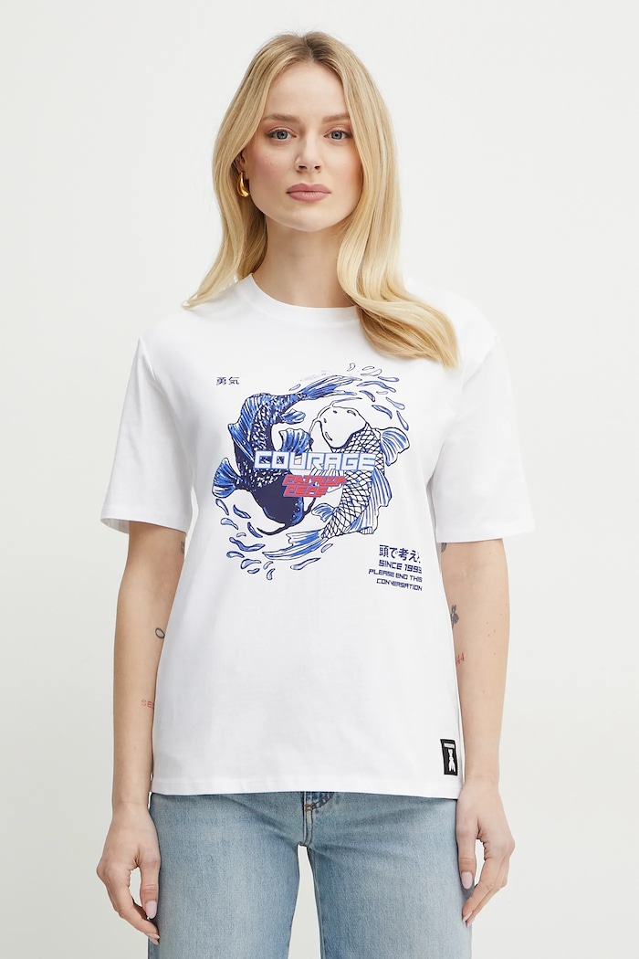 Patrizia Pepe t-shirt bawełniany nadruk biały 2M4464.J297