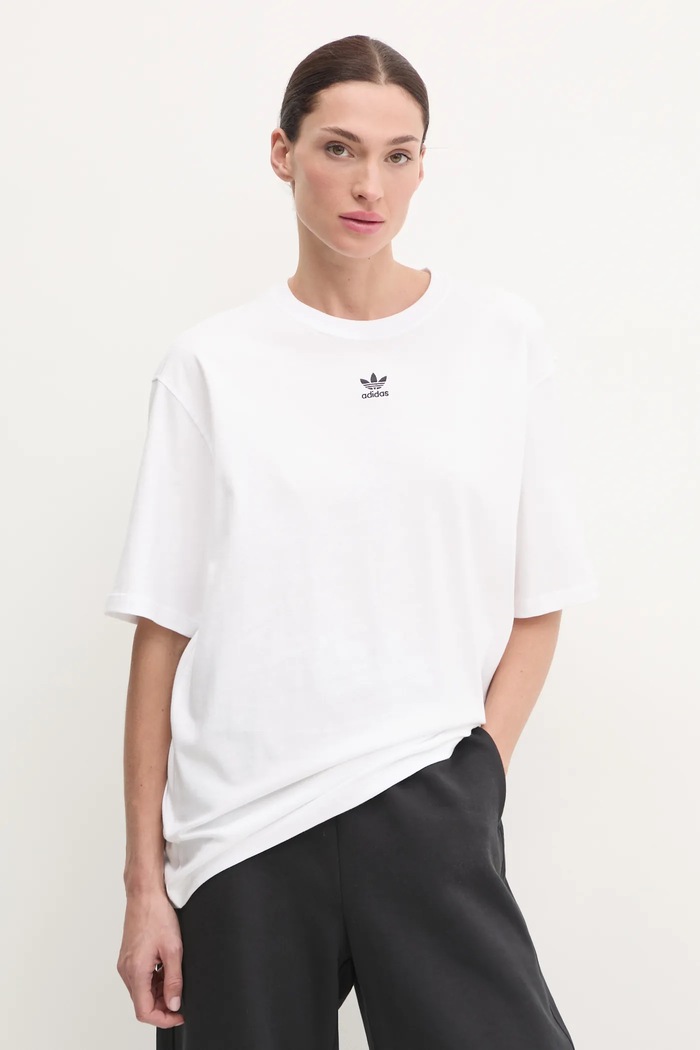 Памучна тениска adidas Originals Essential щампа бял JC8967