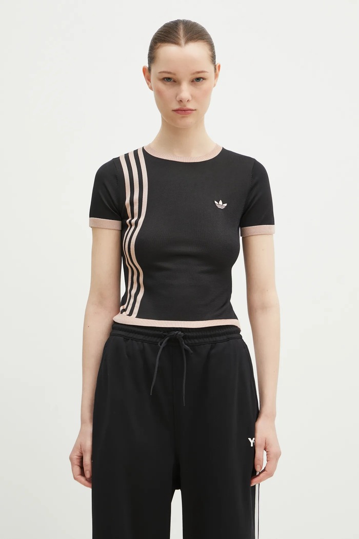 adidas Originals t-shirt KNITTED 3S TEE slim black JJ0960