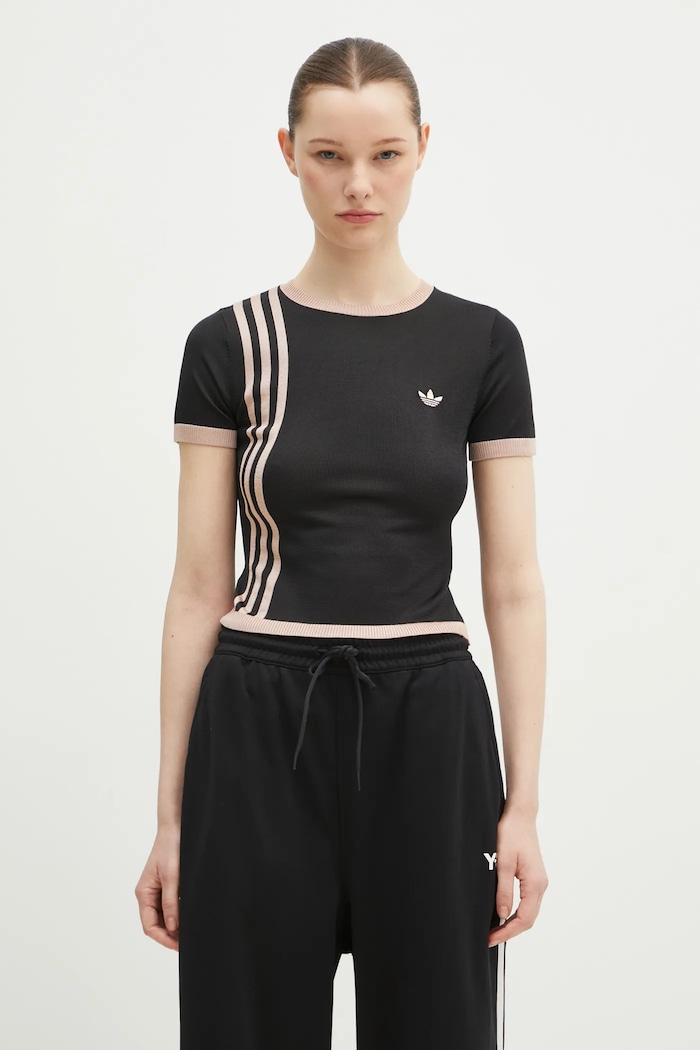 adidas Originals t-shirt KNITTED 3S TEE slim black JJ0960