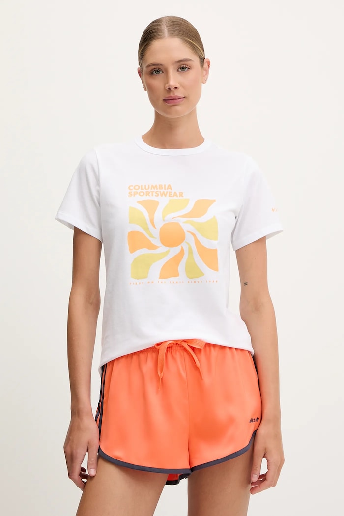Majica kratkih rukava Columbia Sun Trek print bijela 2120133