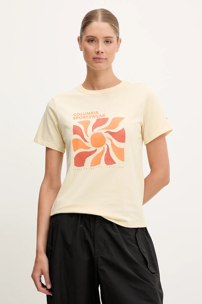 Columbia t-shirt Sun Trek elasztánnal sárga 2120133