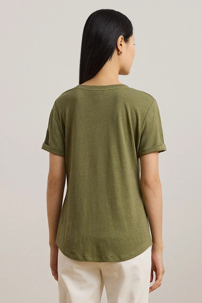 Lauren Ralph Lauren t-shirt lniany 200963871 zielony SS25