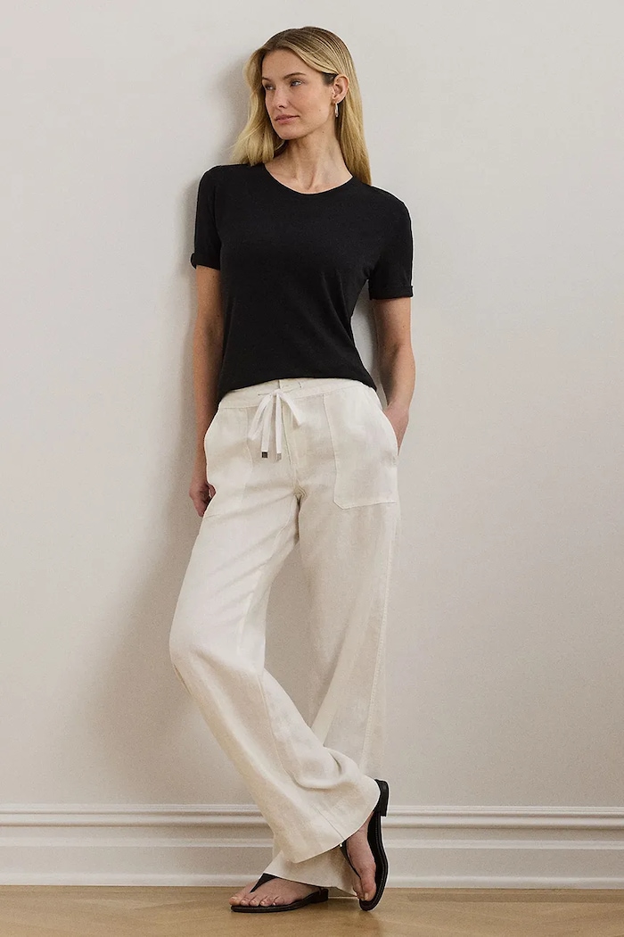 Odzież Lauren Ralph Lauren t-shirt lniany 200963871 czarny