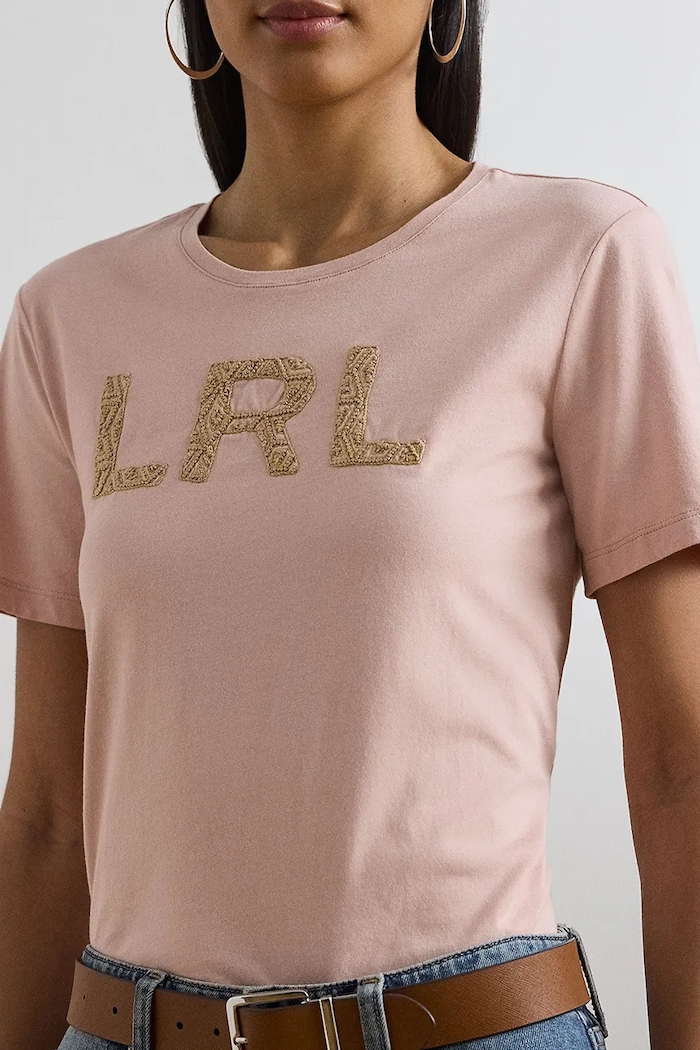 Bombažna kratka majica Lauren Ralph Lauren oranžna 200963950