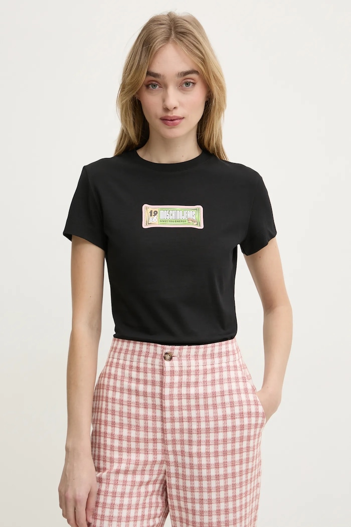 Pamučna majica Moschino Jeans pamuk crna 0703.3229