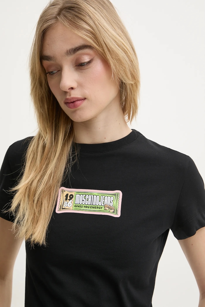 Pamučna majica Moschino Jeans crna 0703.3229