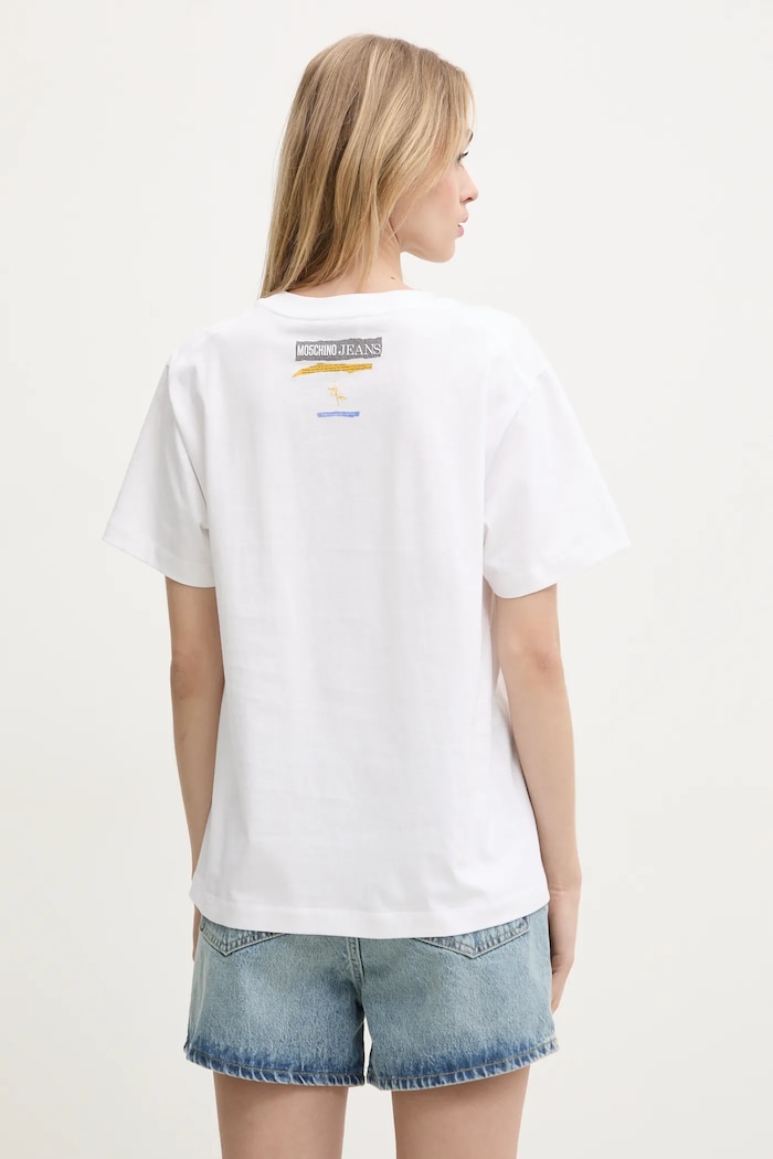 Oblečení Bavlněné tričko Moschino Jeans 0708.3229 bílá
