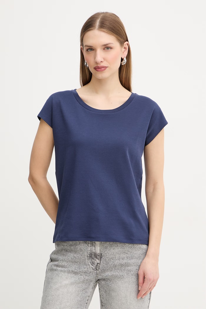 MAX&Co. tricou din bumbac uni bleumarin 2618941014200