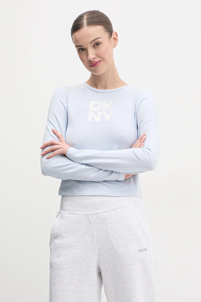 Блуза с дълги ръкави Dkny вталена син DP5T1113