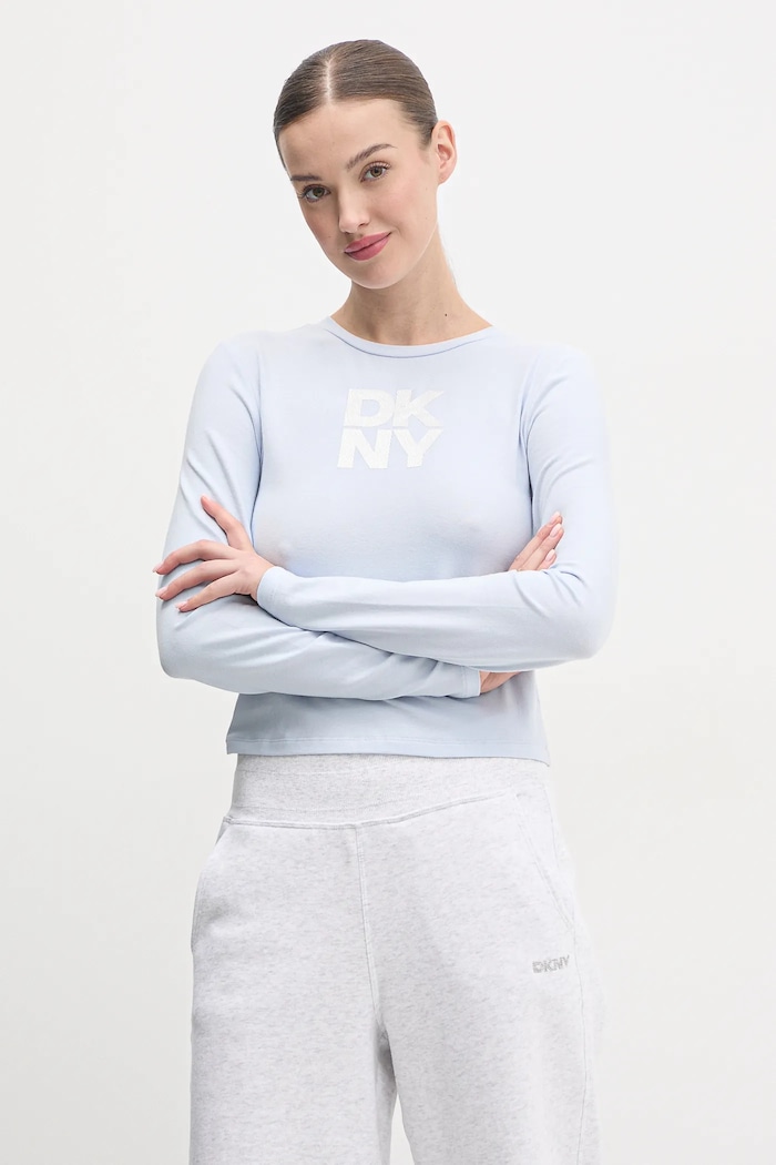 Блуза с дълги ръкави Dkny вталена син DP5T1113