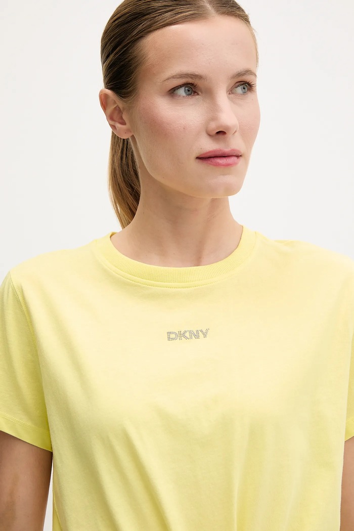 Dkny t-shirt bawełniany żółty DP5T9994