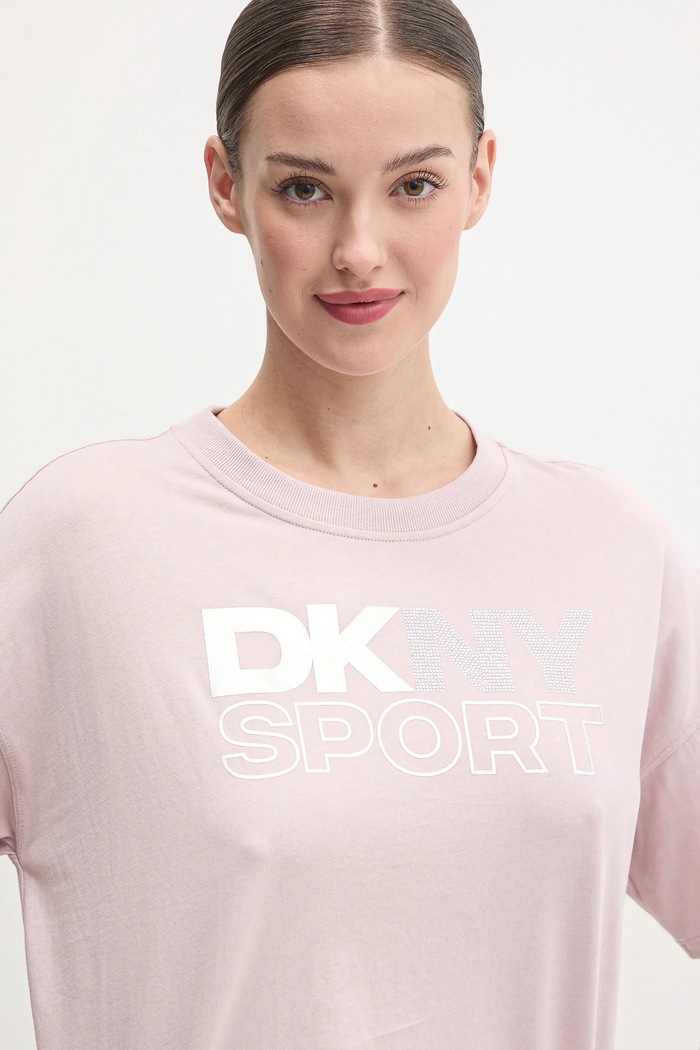 Βαμβακερό μπλουζάκι Dkny ροζ DP5T1121