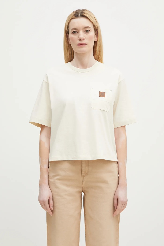 Pamučna majica Carhartt WIP Eldon relaxed bež I034376.05XX