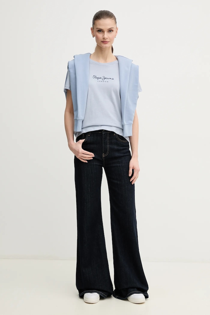 Pamučna majica Pepe Jeans MACY PL506012 plava SS25