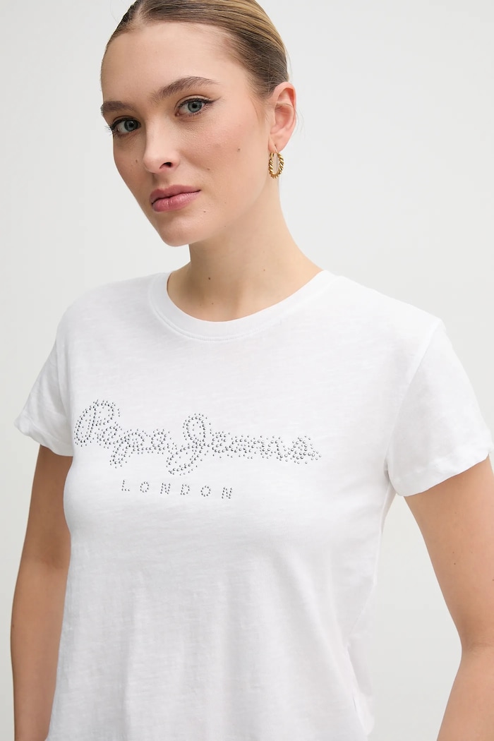 Pepe Jeans tricou din bumbac RYLEIGH alb PL506014