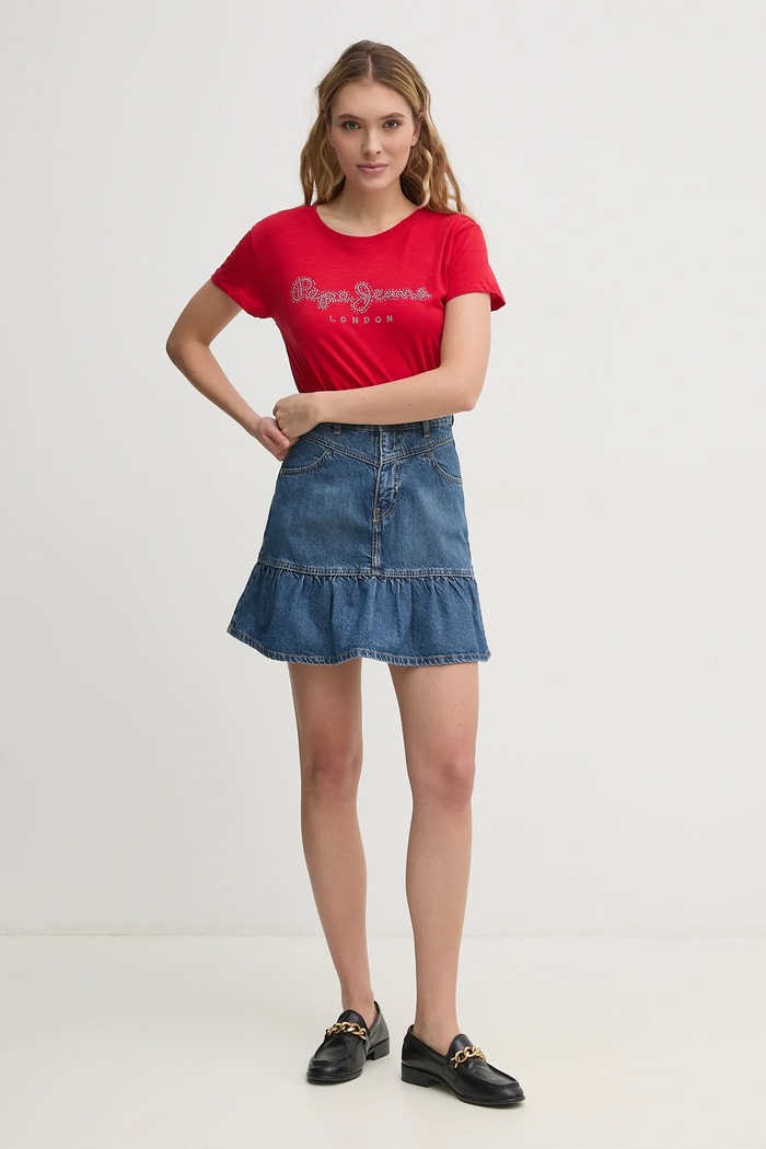 Pepe Jeans tricou din bumbac RYLEIGH PL506014 rosu SS25