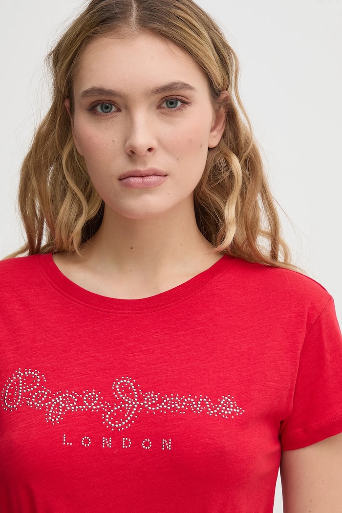 Pepe Jeans tricou din bumbac RYLEIGH rosu PL506014