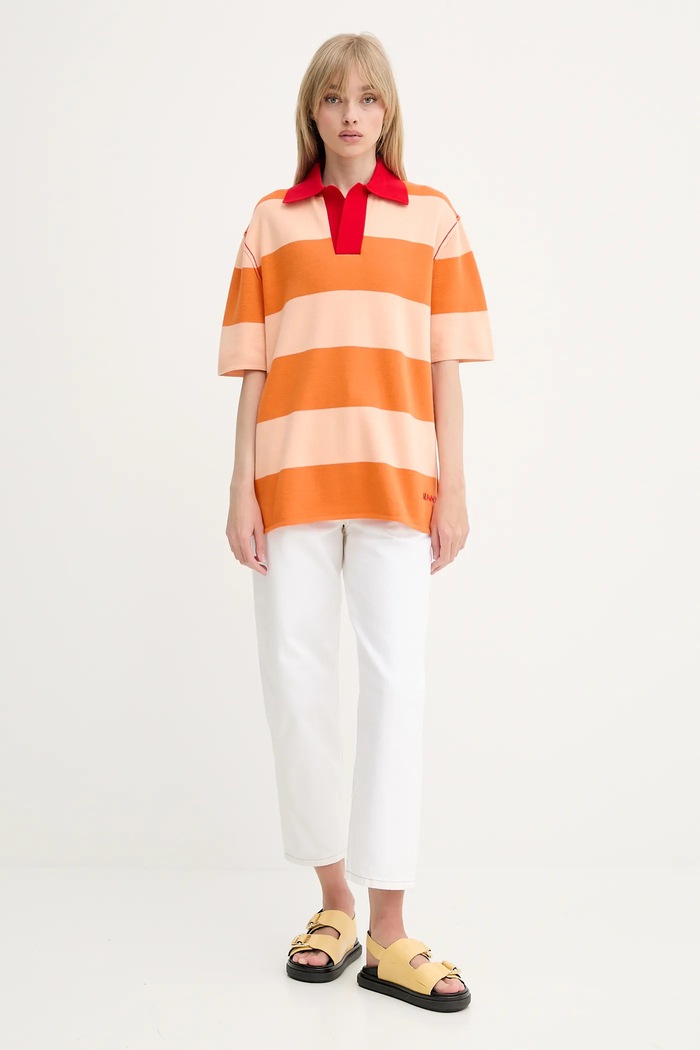 Bavlnené polo tričko Sunnei RTWXKNW014 oranžová SS25