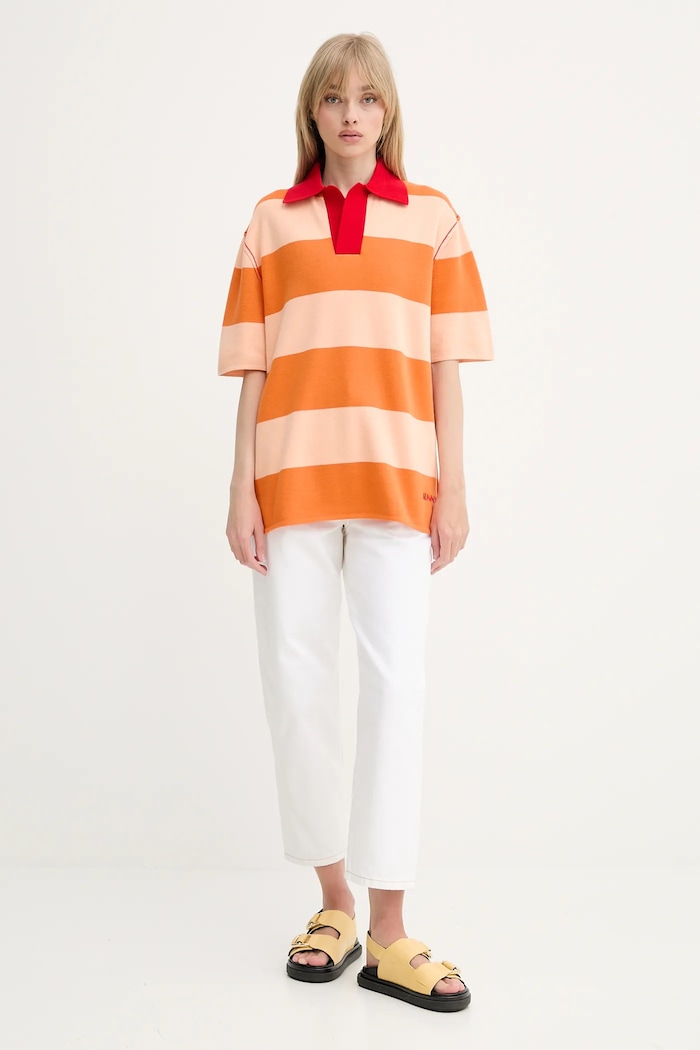 Bavlnené polo tričko Sunnei RTWXKNW014 oranžová SS25