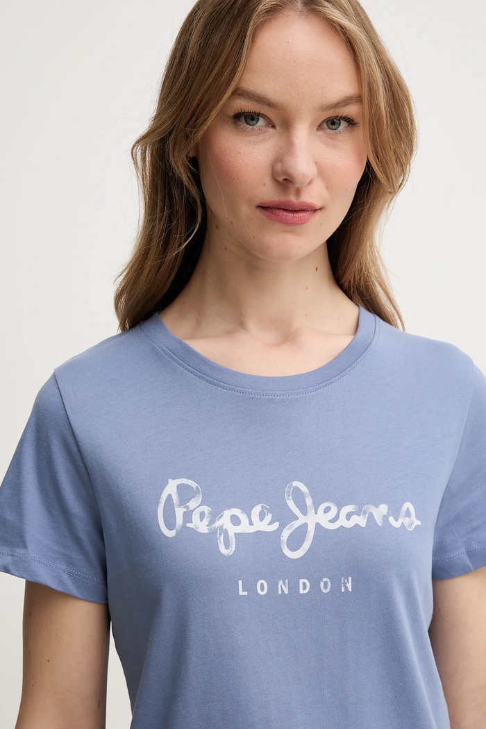 Pamučna majica Pepe Jeans VAL plava PL506028