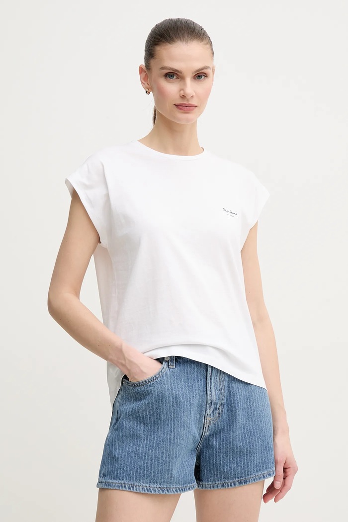 Pepe Jeans t-shirt bawełniany BLOOMA bawełna biały PL506030