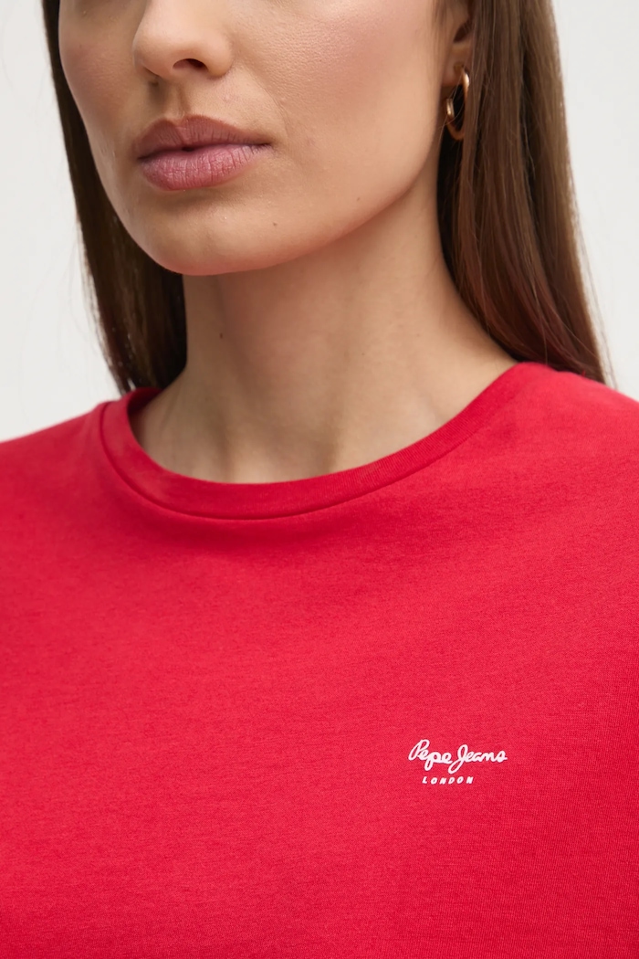 Памучна тениска Pepe Jeans BLOOMA PL506030 червен