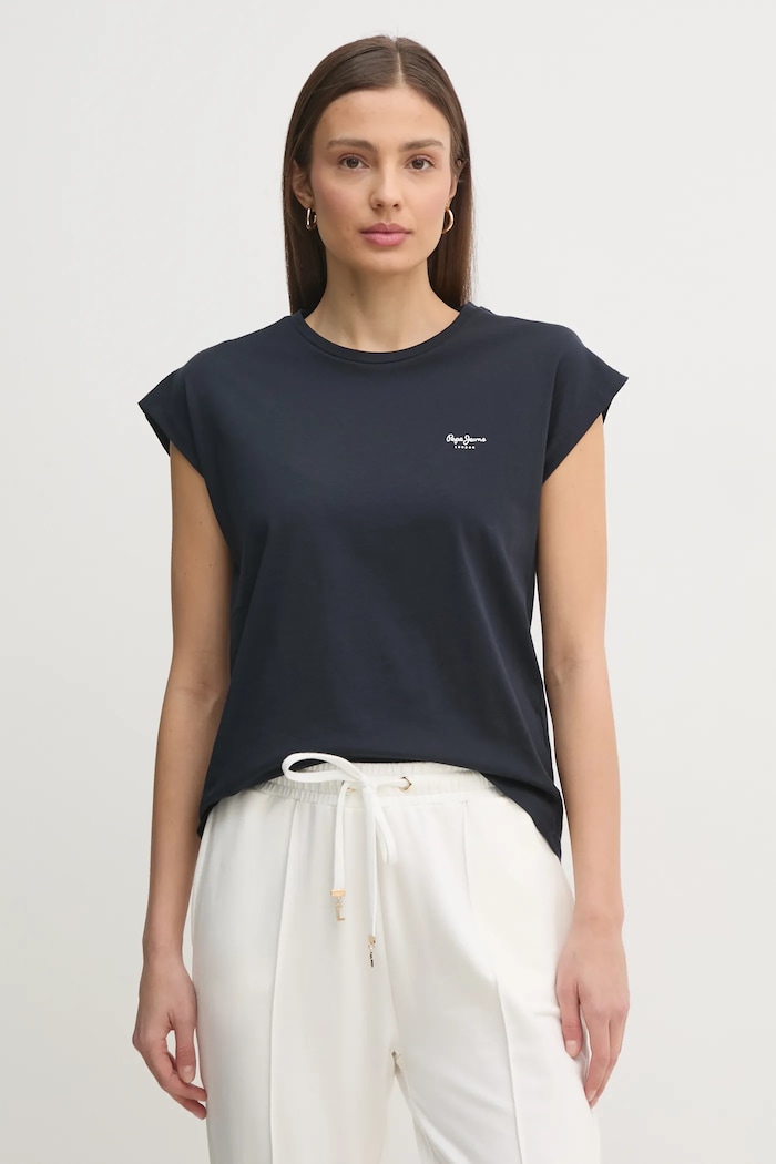 Pamučna majica Pepe Jeans BLOOMA Planet friendly mornarsko plava PL506030