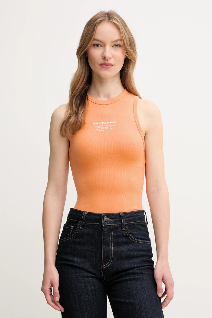 Pepe Jeans top VIV elasztánnal narancssárga PL506032