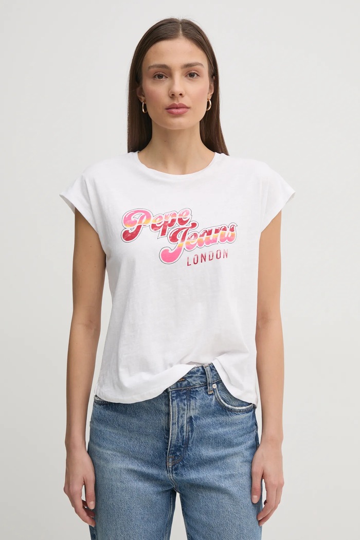 Pamučna majica Pepe Jeans ROSALIE Planet friendly bijela PL506033