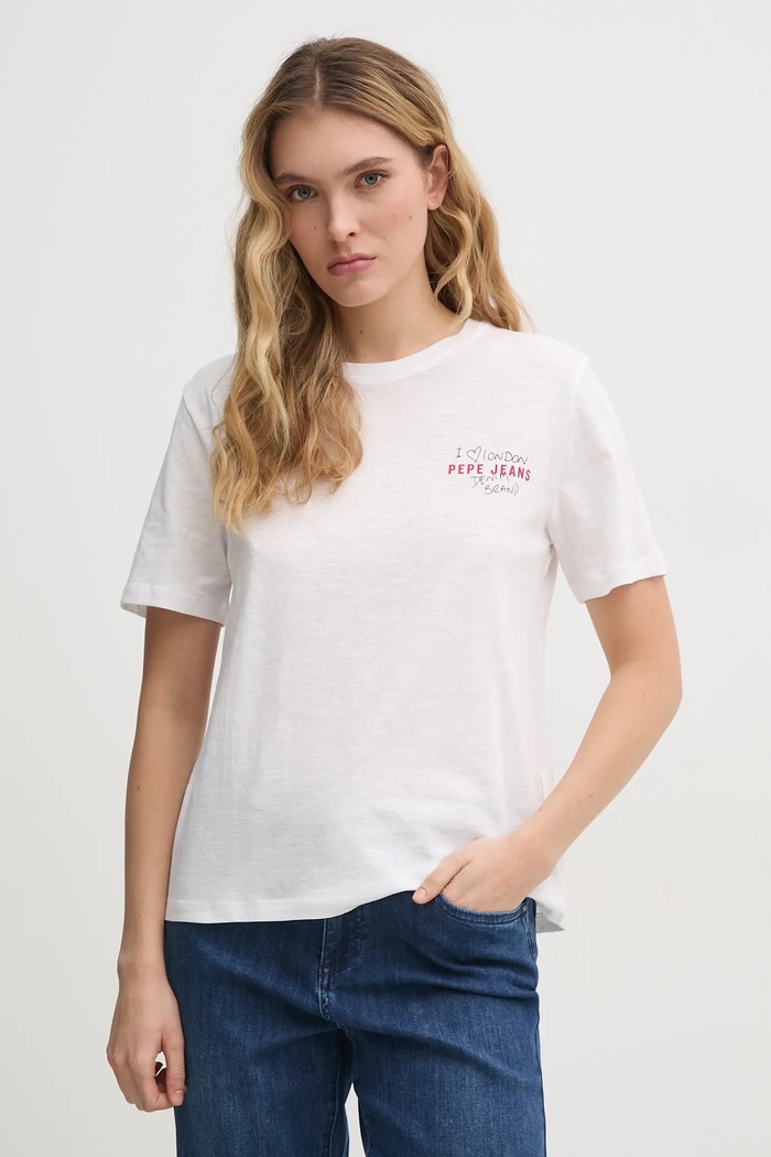 Oblečenie Bavlnené tričko Pepe Jeans REI PL506038 biela
