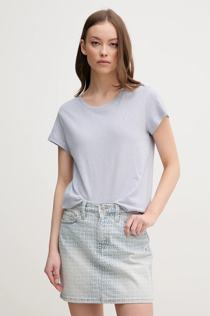 Lanena majica kratkih rukava Pepe Jeans MEGAN Planet friendly plava PL506049