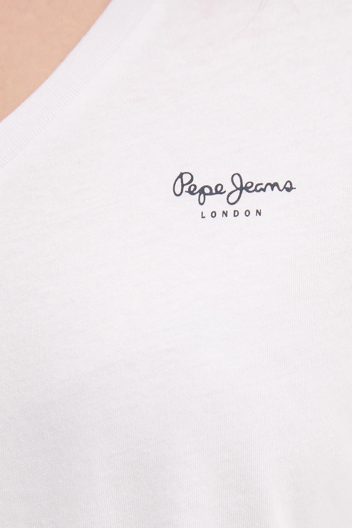 Pamučna majica Pepe Jeans MACY V-NECK PL506051 bijela