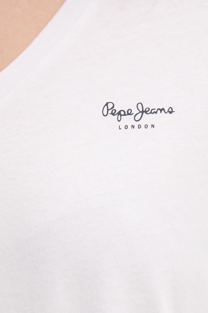 Pamučna majica Pepe Jeans MACY V-NECK PL506051 bijela