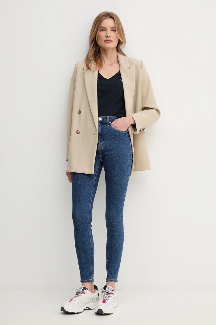 Bavlnené tričko Pepe Jeans MACY V-NECK PL506051 tmavomodrá SS25