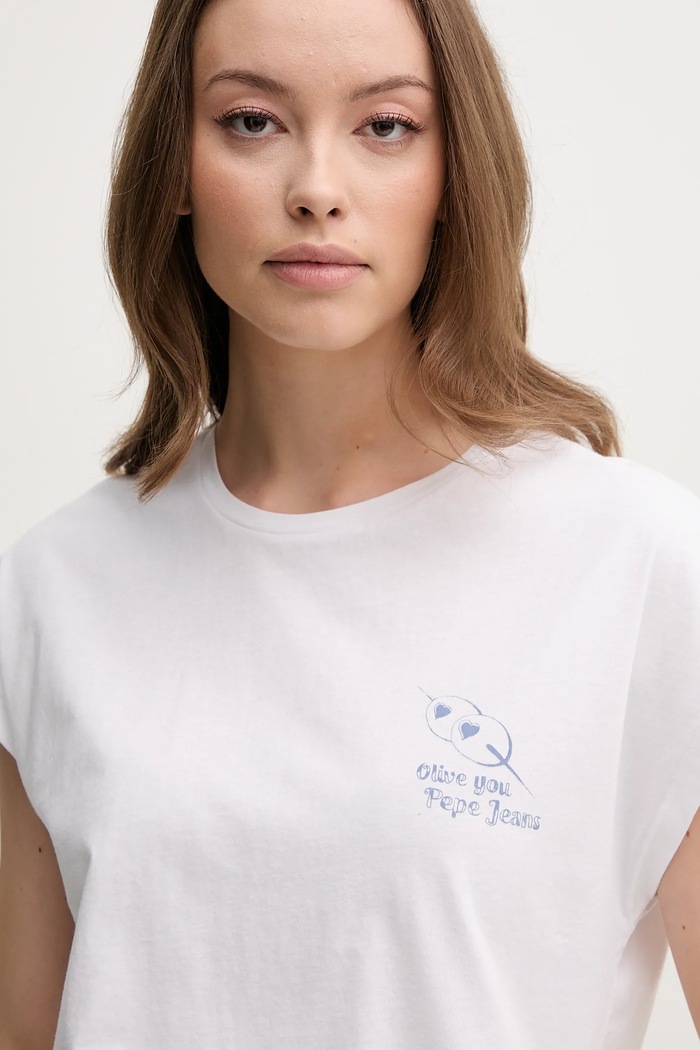 Pepe Jeans tricou din bumbac VIRGINIA alb PL506055